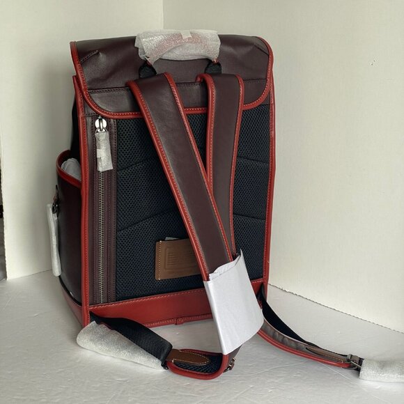 Coach Backpack Mens League Flap Large Leather Oxblood Red C5342 Laptop Sleeve - Picture 3 of 13